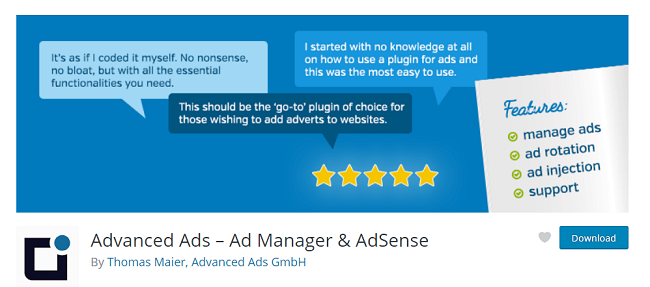 Advanced Ads إضافات ووردبريس لإدارة إعلانات Adsnese