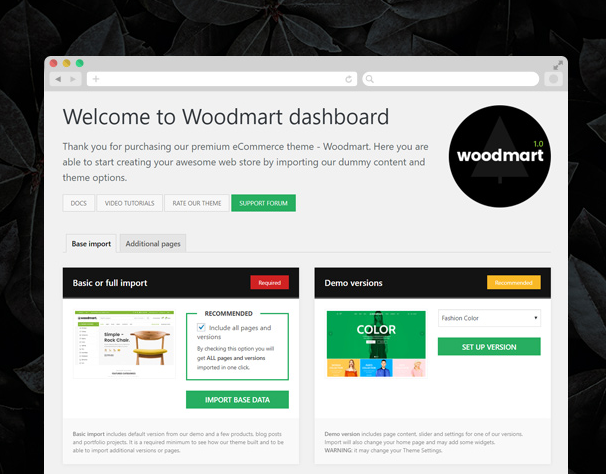 woodmart dashboard