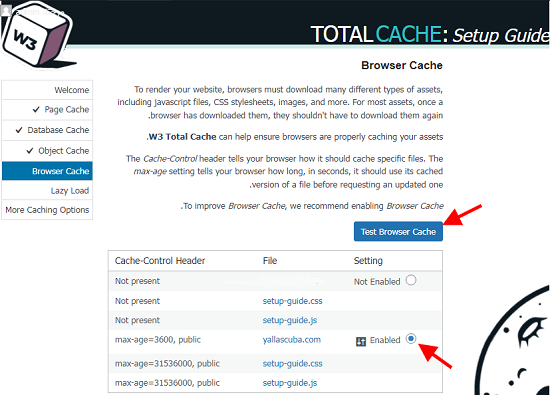 test browser cache