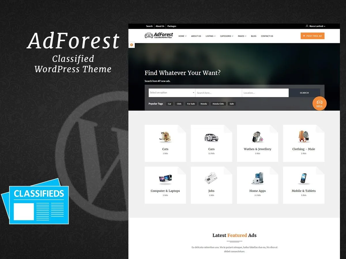 AdForest أفضل قوالب ووردبريس للإعلانات المبوبة