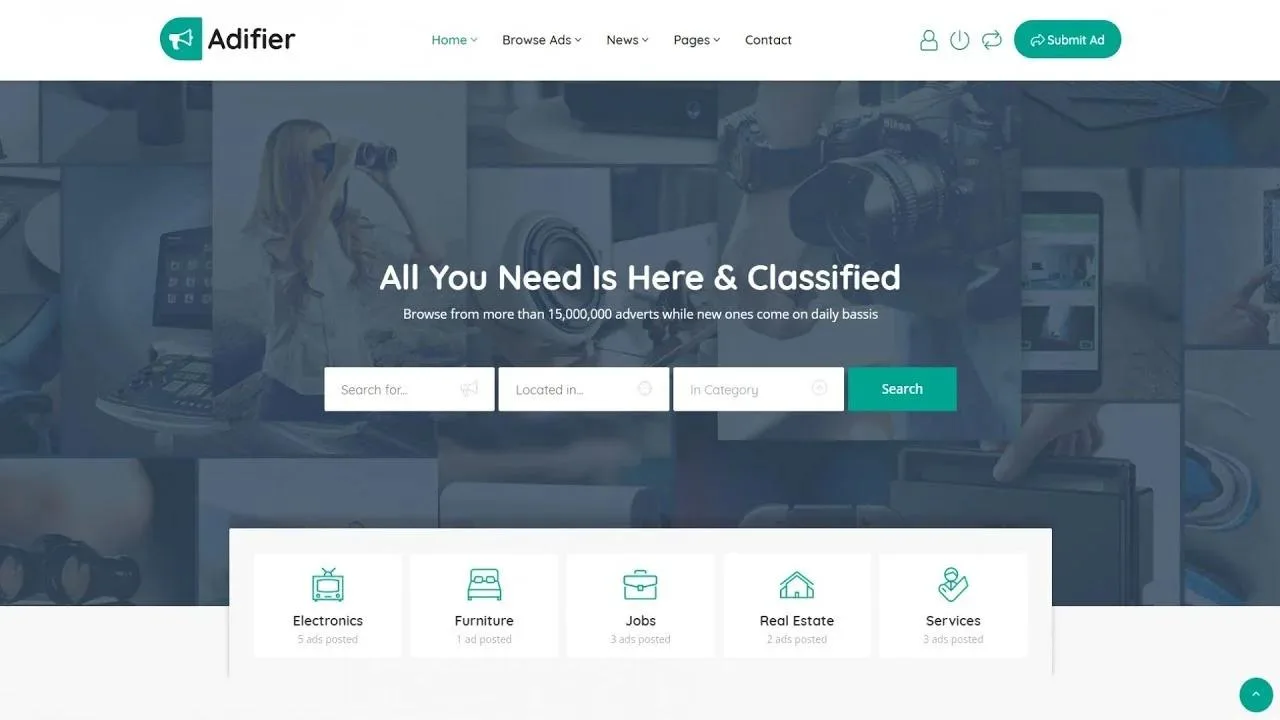 Adifier أفضل قوالب ووردبريس للإعلانات المبوبة