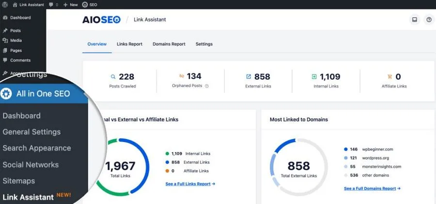 AIOSEO link assistant