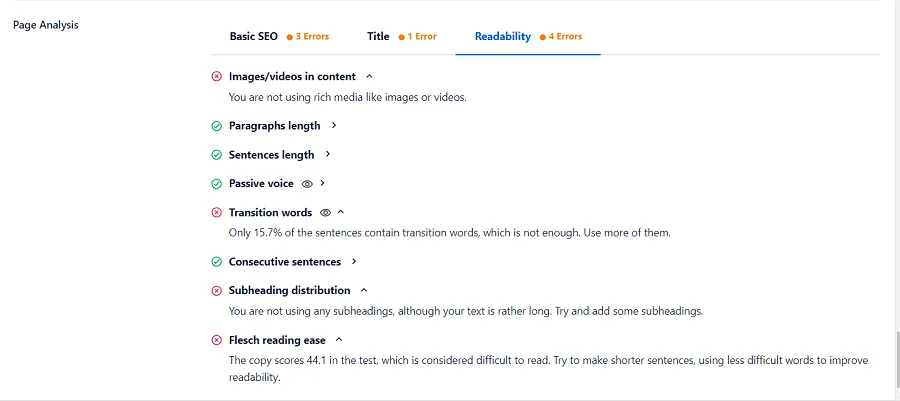aioseo readability optimize 