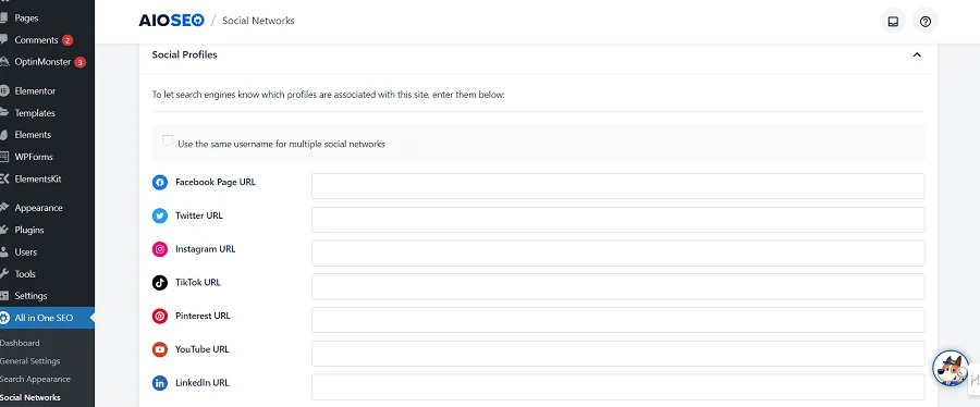 AIOSEO Social network