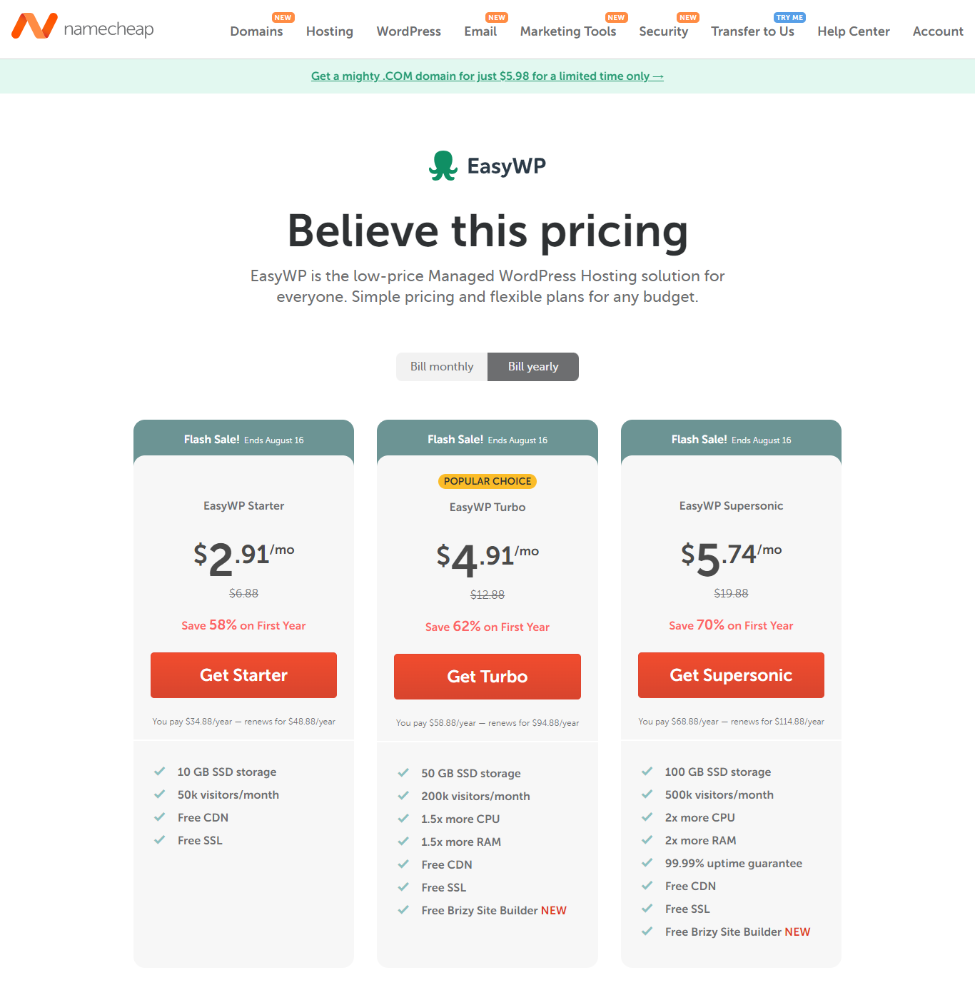 أرخص استضافة ووردبريس - استضافة Namecheap